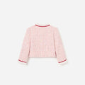 Pink Textured Boucle Frill Collar Jacket