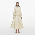 Yellow Boucle And Taffeta Midi Dress