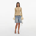 Gold Metallic Feather Knit Top