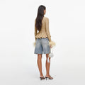Gold Metallic Feather Knit Top