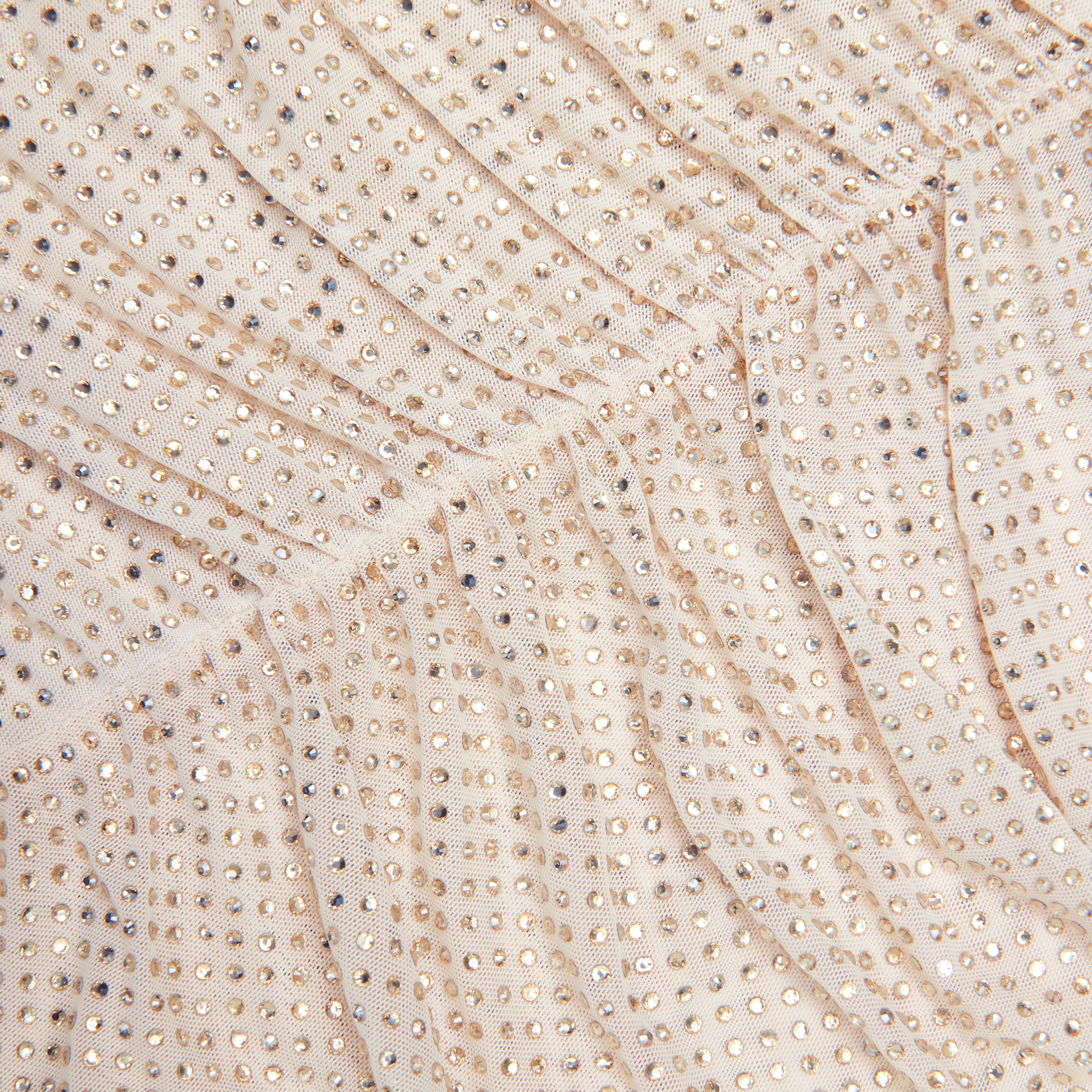 Champagne Rhinestone Gathered Top