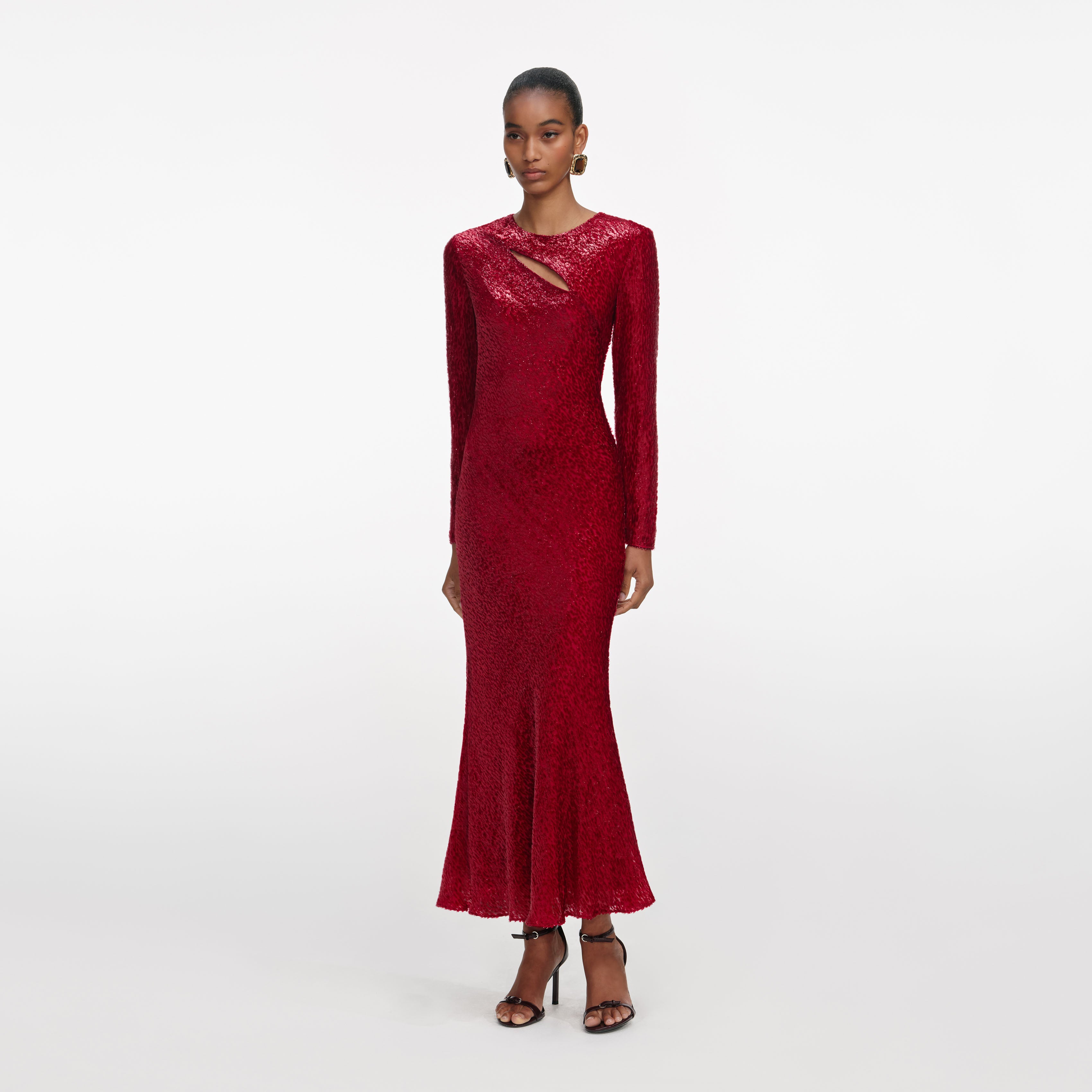 Red Fil Coupe Midi Dress