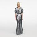 Silver Metallic Crinkle Maxi Dress