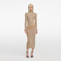 Gold Lurex Ribbed Knit Midi Dress
