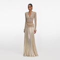 Gold Lurex Ribbed Knit Maxi Dress