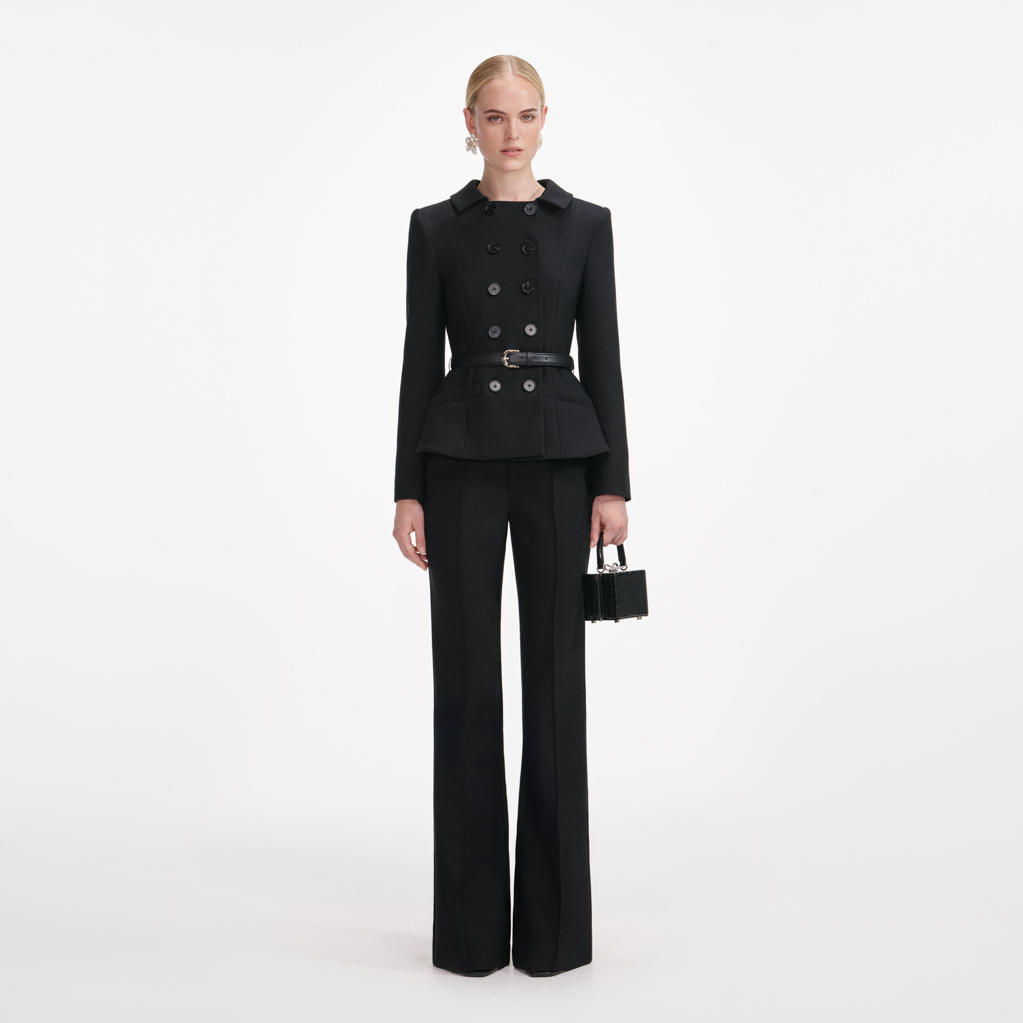 Black Wool Double Breasted Jumpsuit