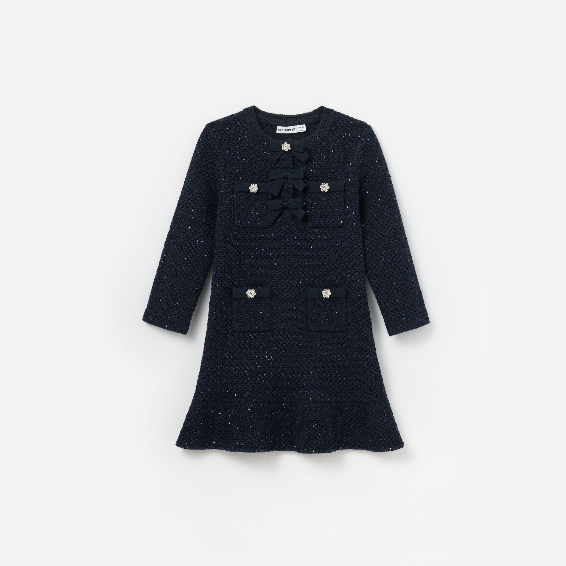 Navy Knit Long Sleeve Dress