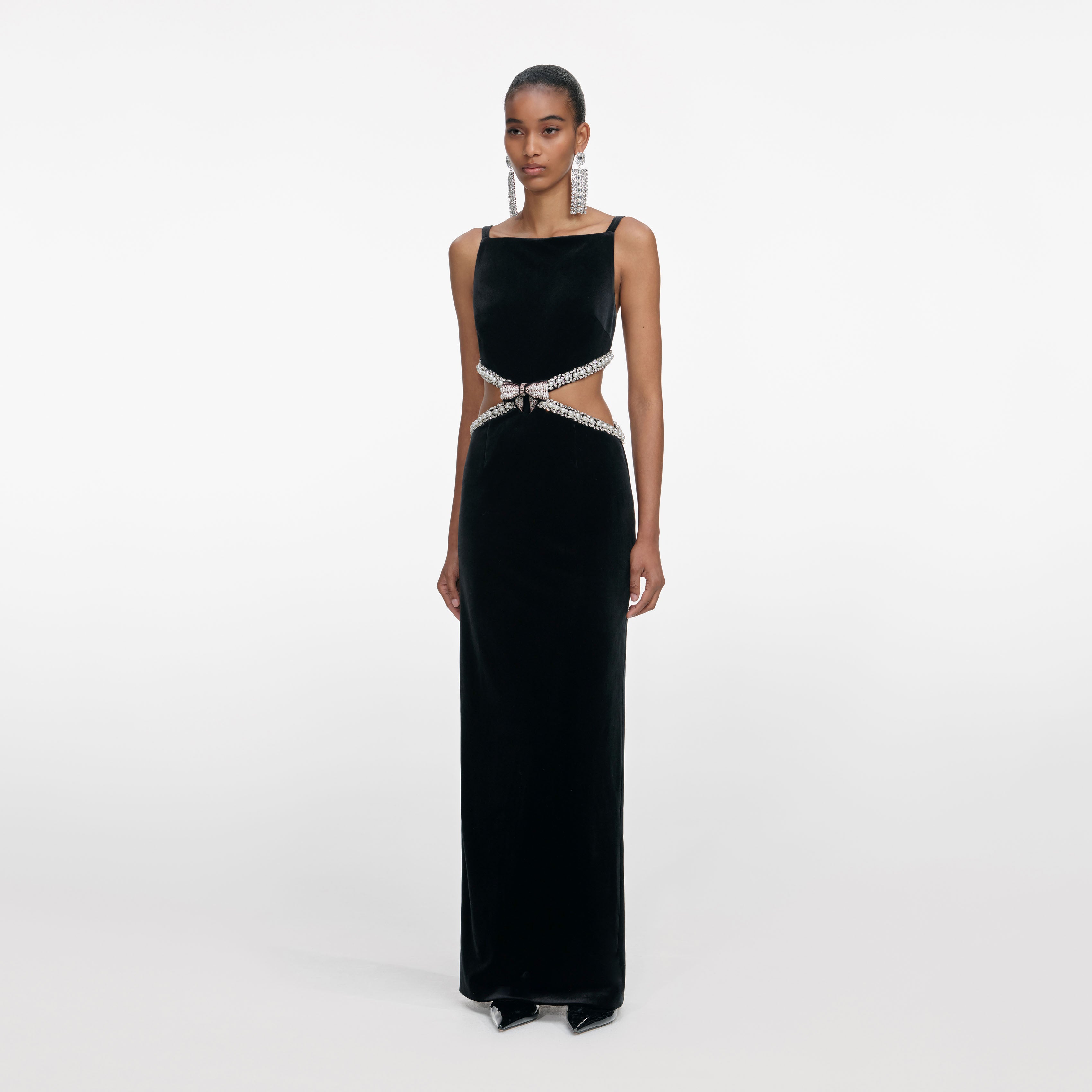 Black Velvet Cut Out Maxi Dress