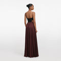 Brown Satin Lace Maxi Dress