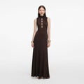 Brown Lurex Knit Maxi Dress