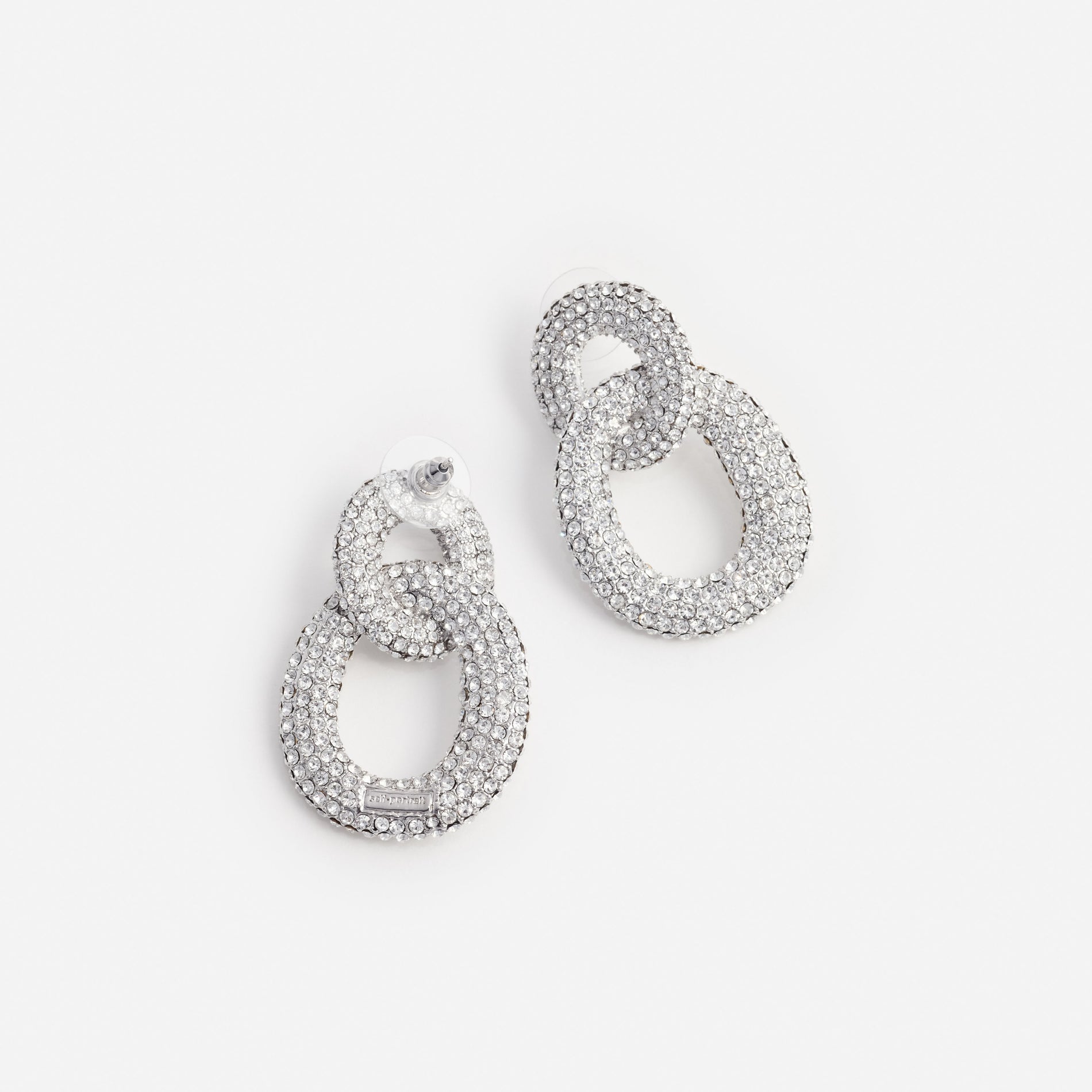 Silver Crystal Link Earrings