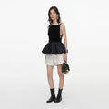 Black Velvet Bubble Hem Top