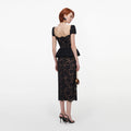 Black Fine Lace Peplum Midi Dress