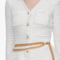 Cream Textured Knit Cardigan