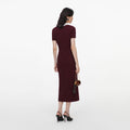 Burgundy Textured Knit Midi Dress