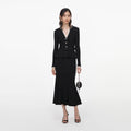 Black Lurex Rib Knit Midi Dress