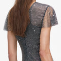 Grey Rhinestone Fishnet Maxi Dress