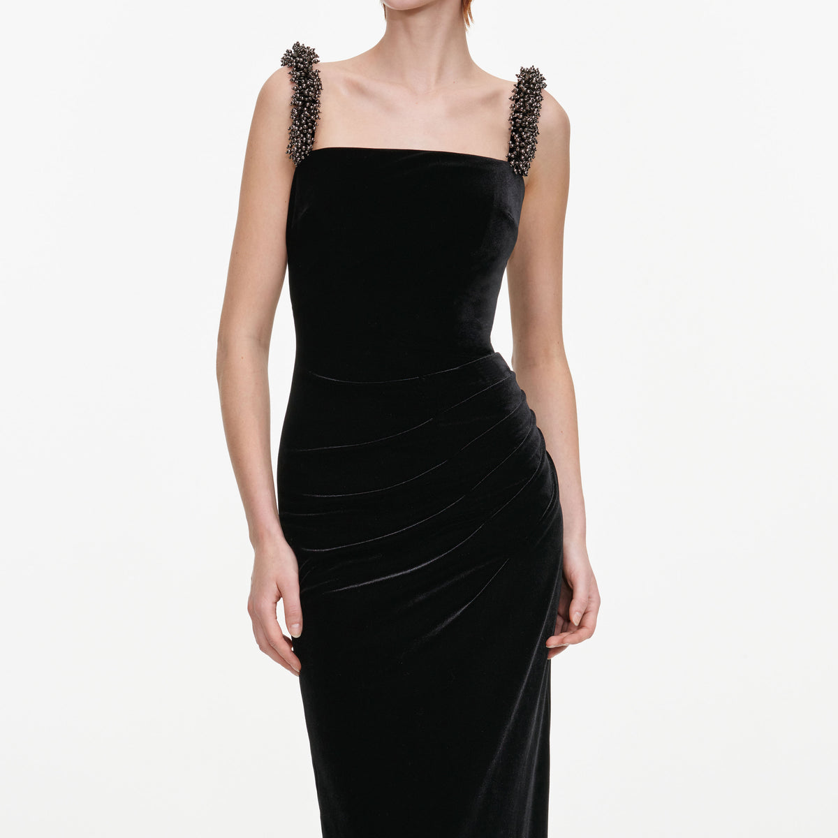 Black Velvet Square Neck Maxi Dress