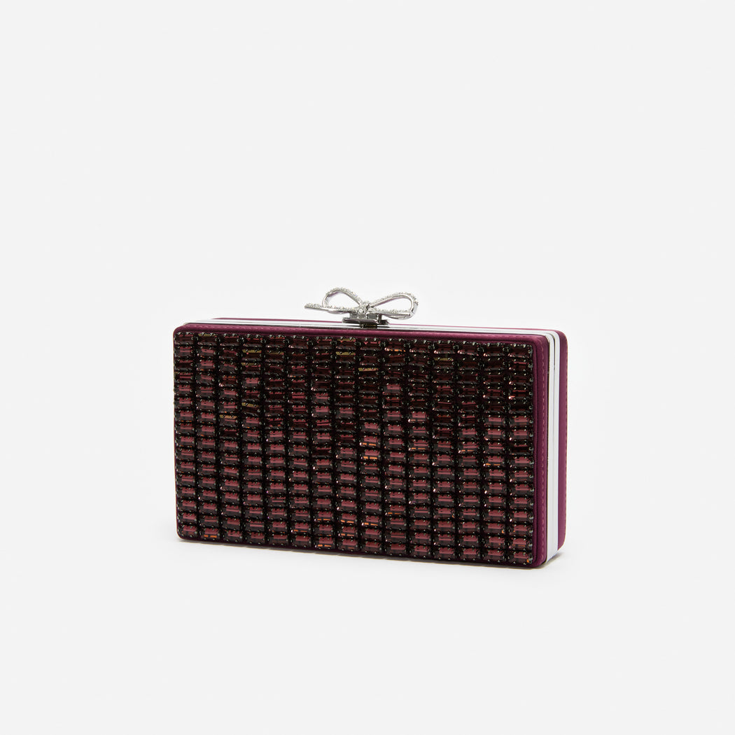 Side view of a Burgundy Chainmail Clutch Bag