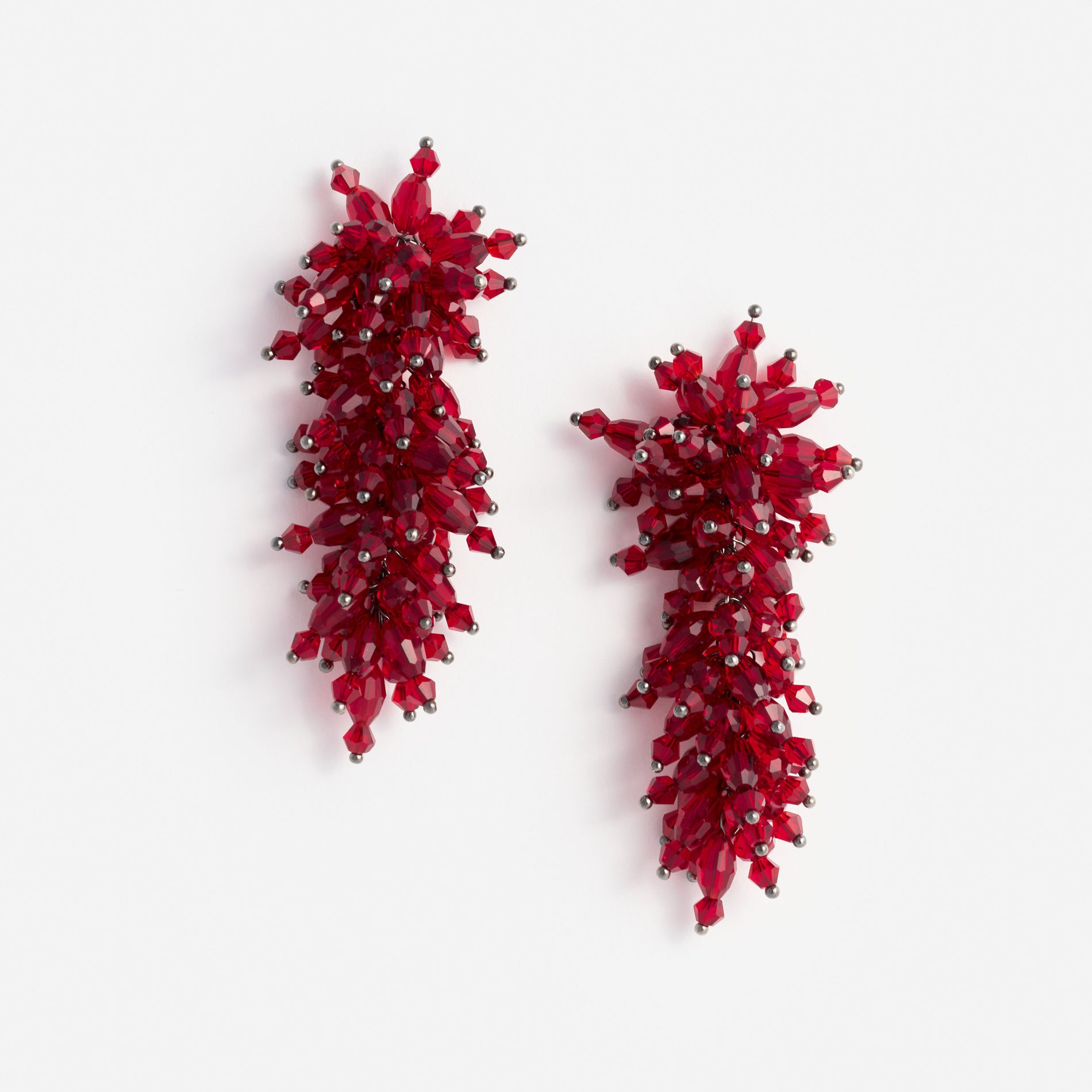 Red Beaded Dangle Earring