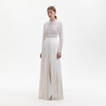 Pleated Crochet Floral Maxi Dress