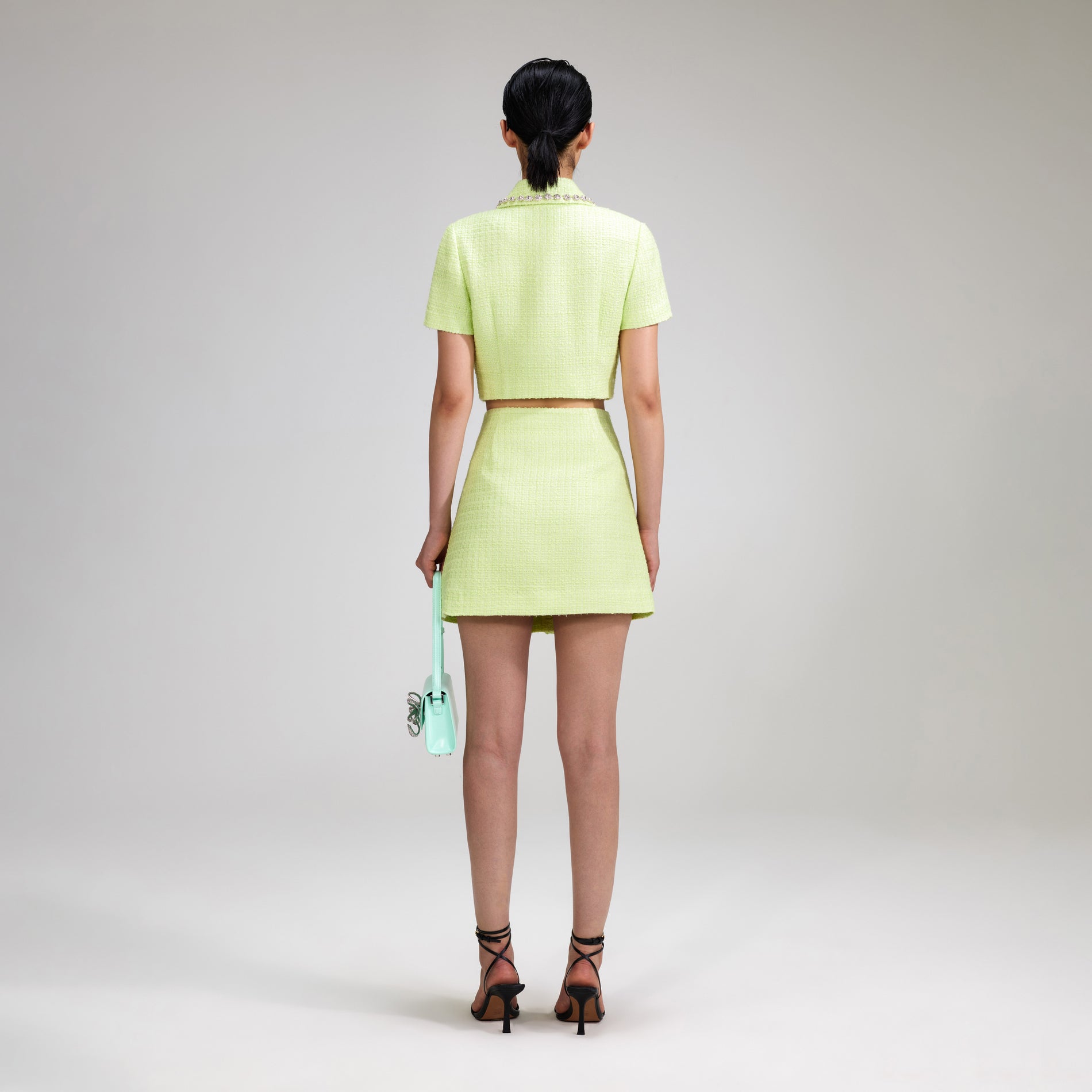 Lime Boucle Mini Skirt