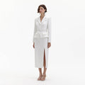 White Crepe Tailored Midi Dress
