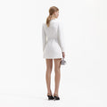 White Crepe Diamante Trim Mini Dress