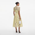 Yellow Lace Collared Midi Dress