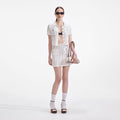White Sequin Crochet Mini Skirt