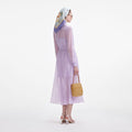 Lilac Chiffon Tie Neck Midi Dress