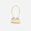 Cream Leather Curved Mini Shoulder Bag