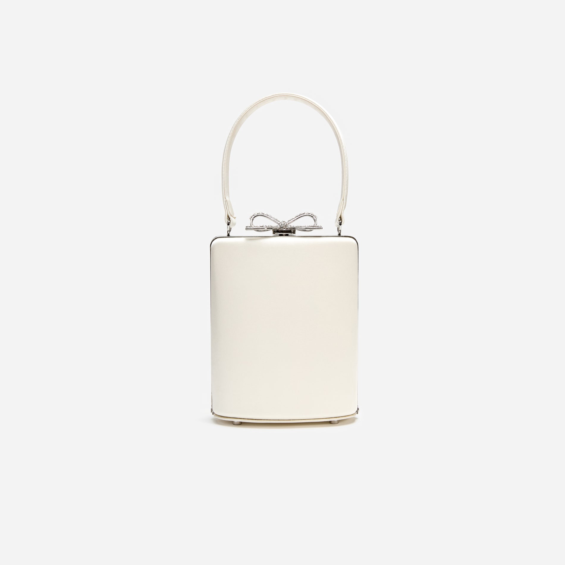 A photo of the Champagne Satin Mini Bow Bag