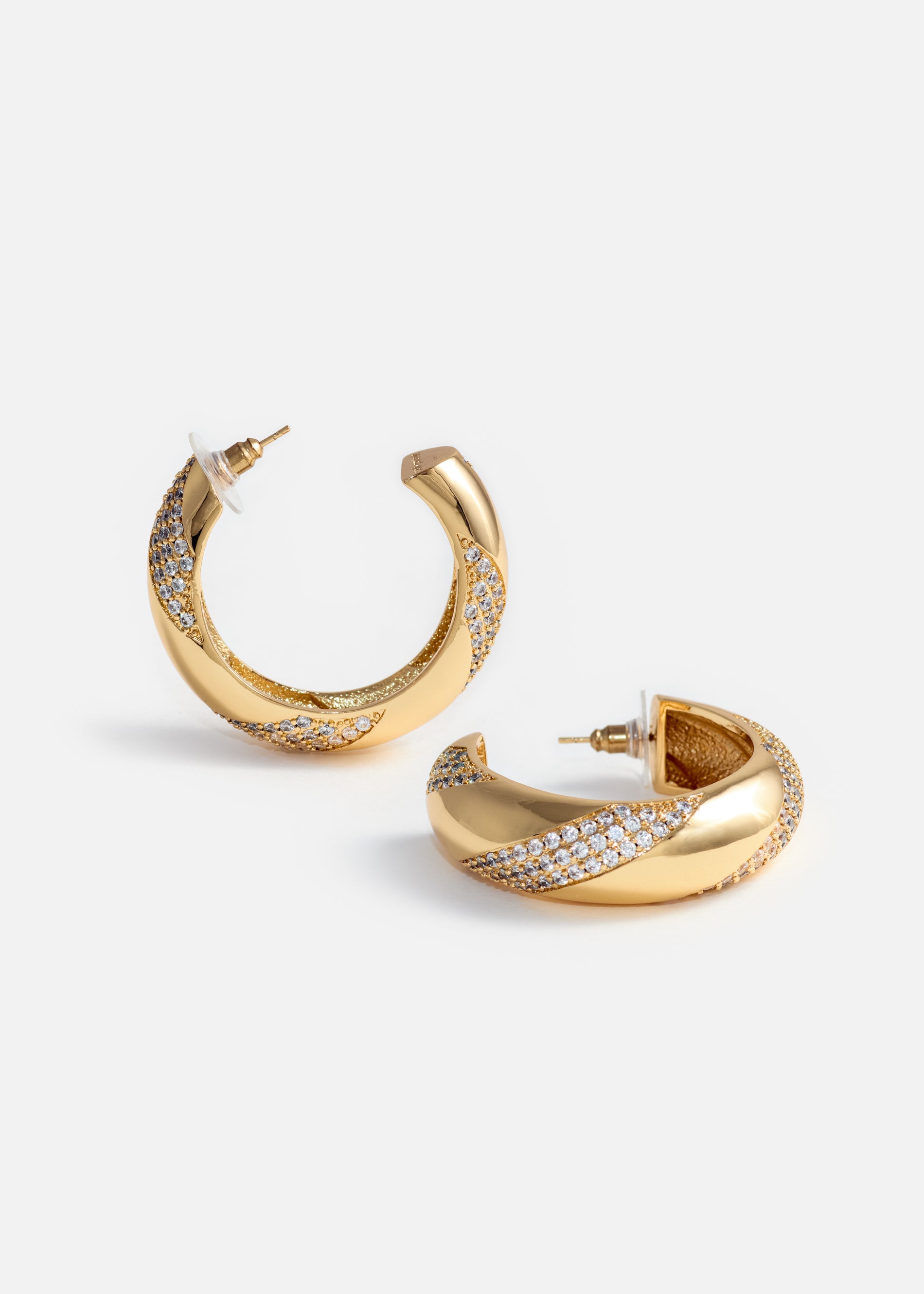 A photo of the Gold And Crystal Hoop Earrings