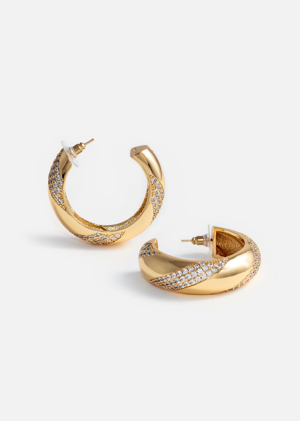 A photo of the Gold And Crystal Hoop Earrings