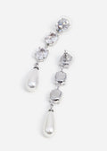 Tiered Crystal Pearl Droplet Earrings