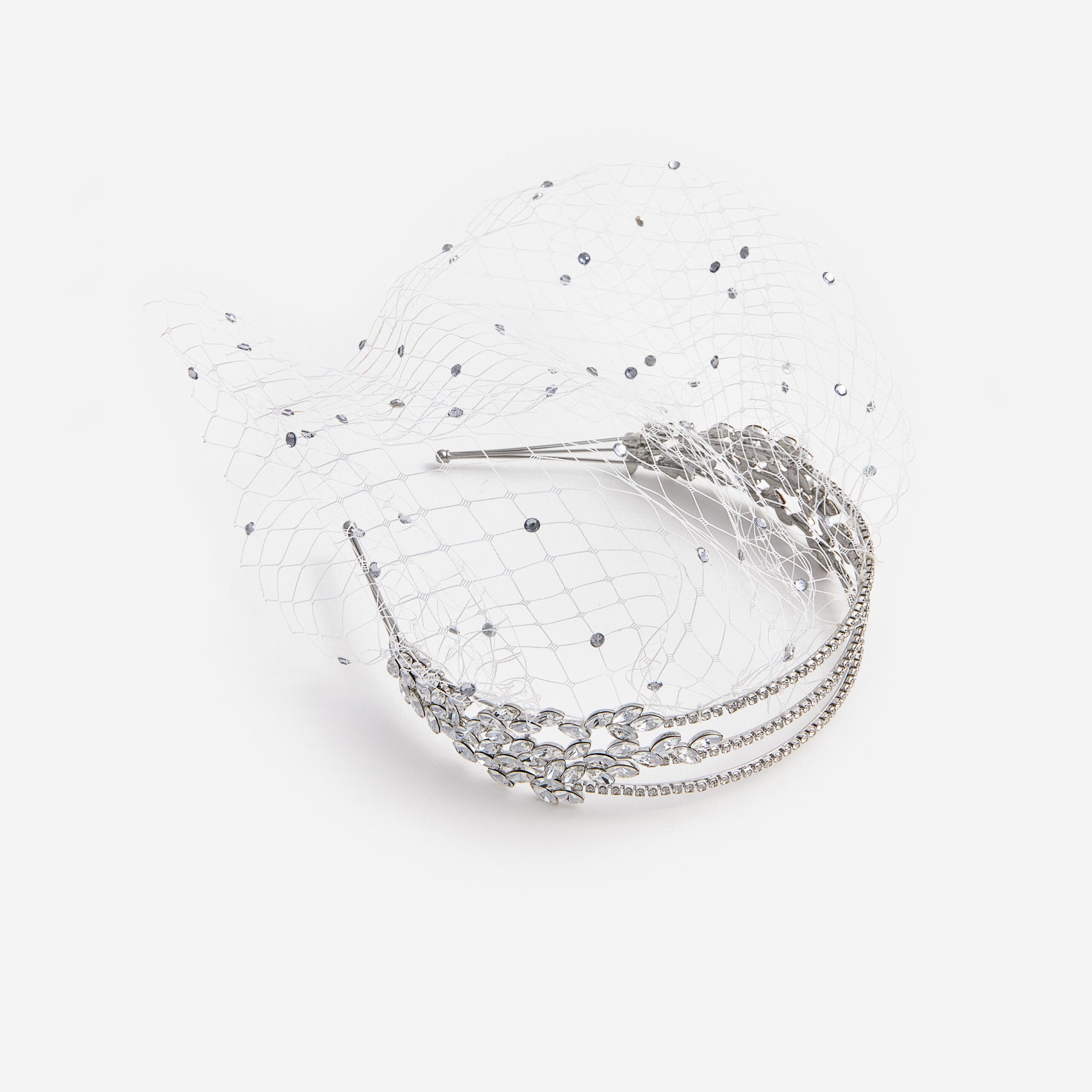 A photo of the Crystal Embellished Veil Headband