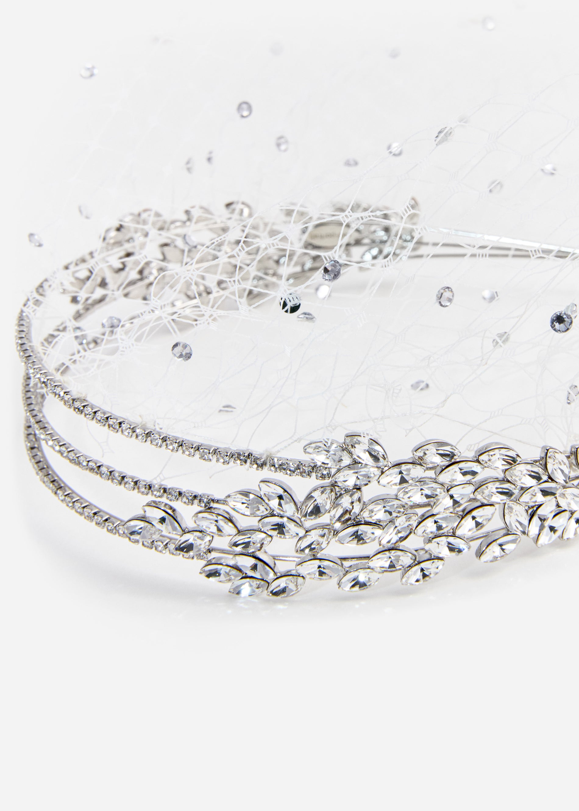 A photo of the Crystal Embellished Veil Headband