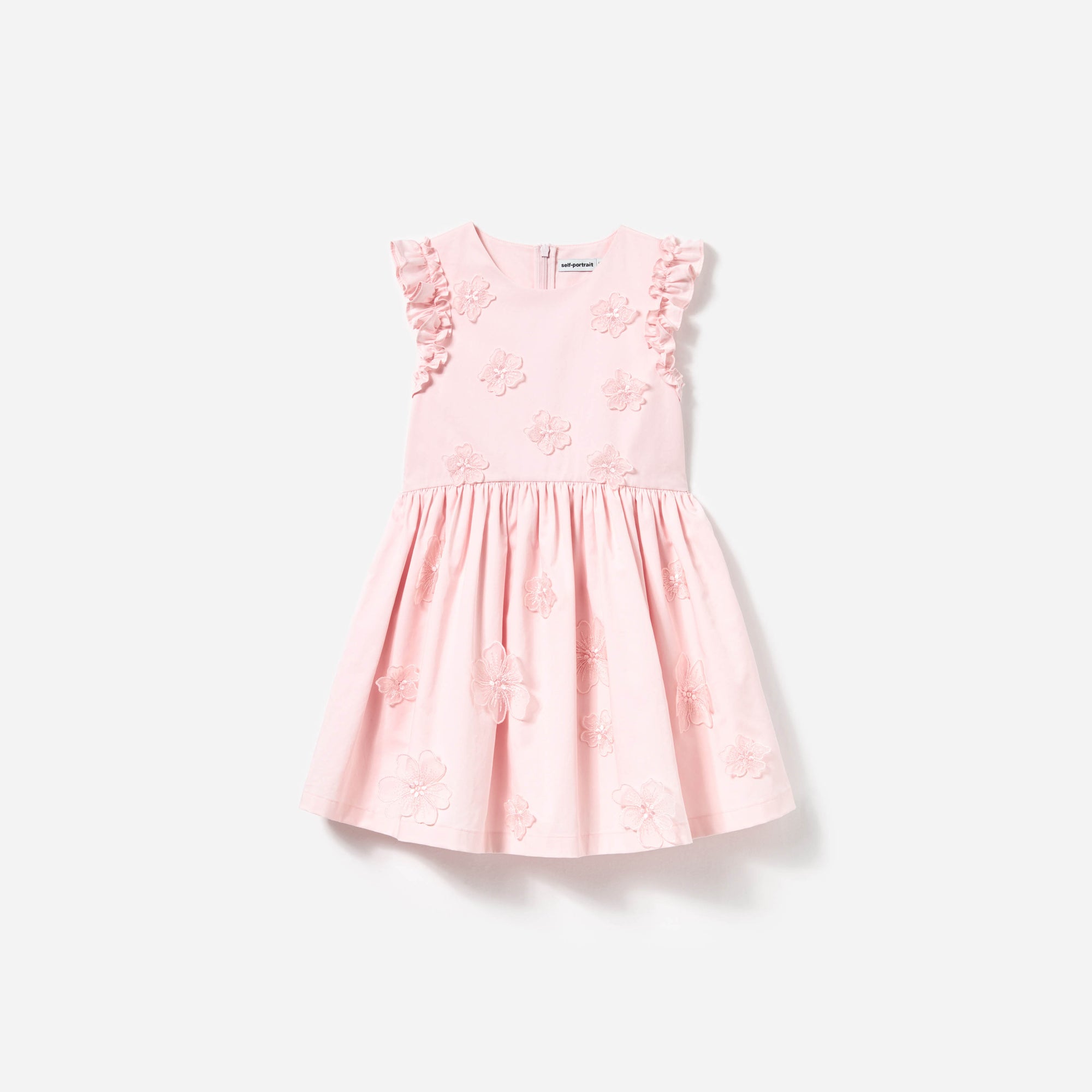 Front view of a woman wearing the Pink Cotton Flower Dress