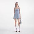 Light Blue Denim Pearl Mini Dress