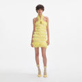 Yellow Knit Zip Ruffle Mini Dress