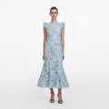 Blue Crochet Lace Midi Dress