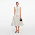 Cream Boucle Polka Dot Midi Dress