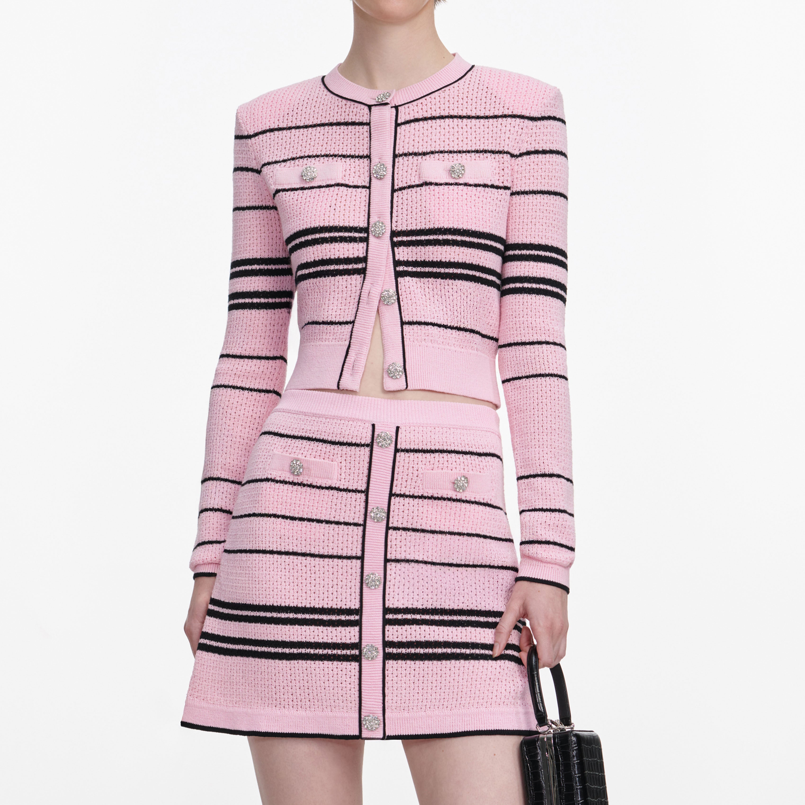 Pink Stripe Knit Mini Skirt