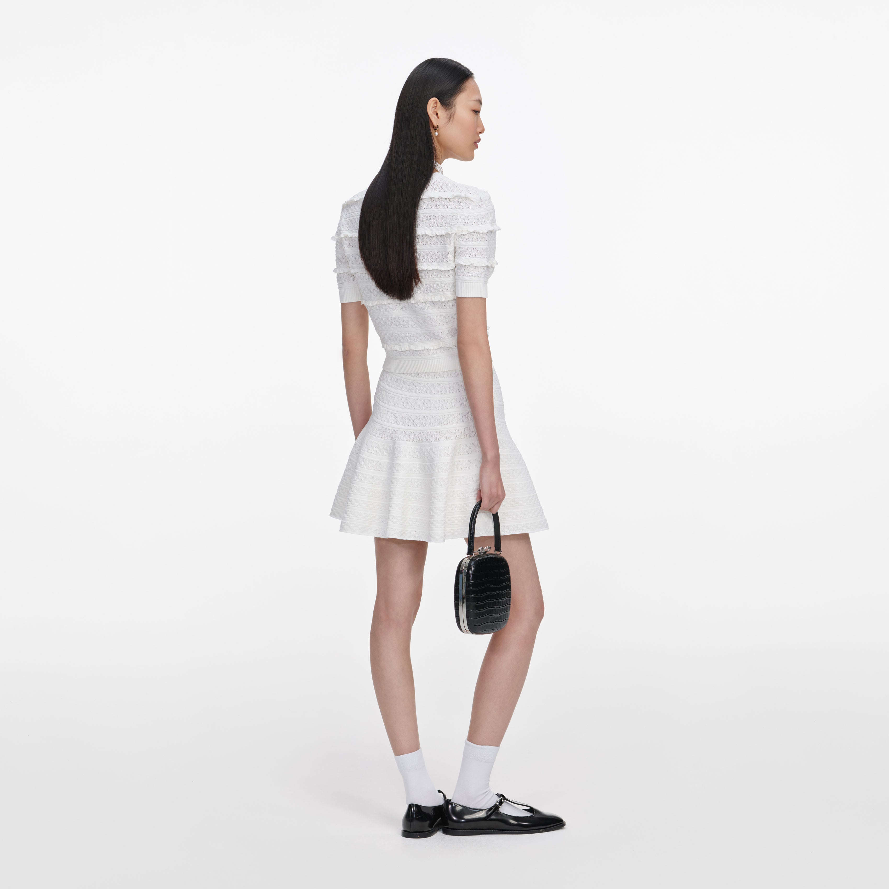 White Pointelle Knit Top