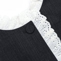 Grey Tailored Cotton Frill Mini Dress