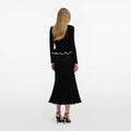 Black Lace Insert Peplum Knit Midi Dress