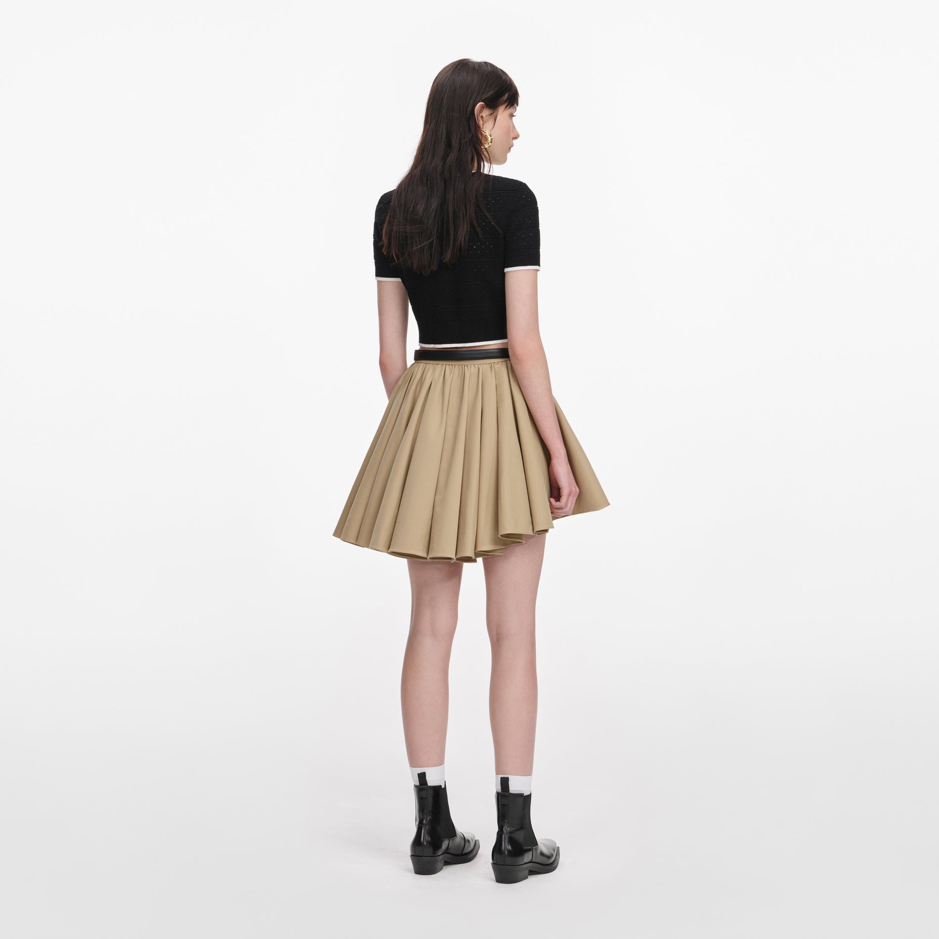 Tan Cotton Mini Skirt