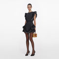 Black Polka Dot Frill Mini Dress