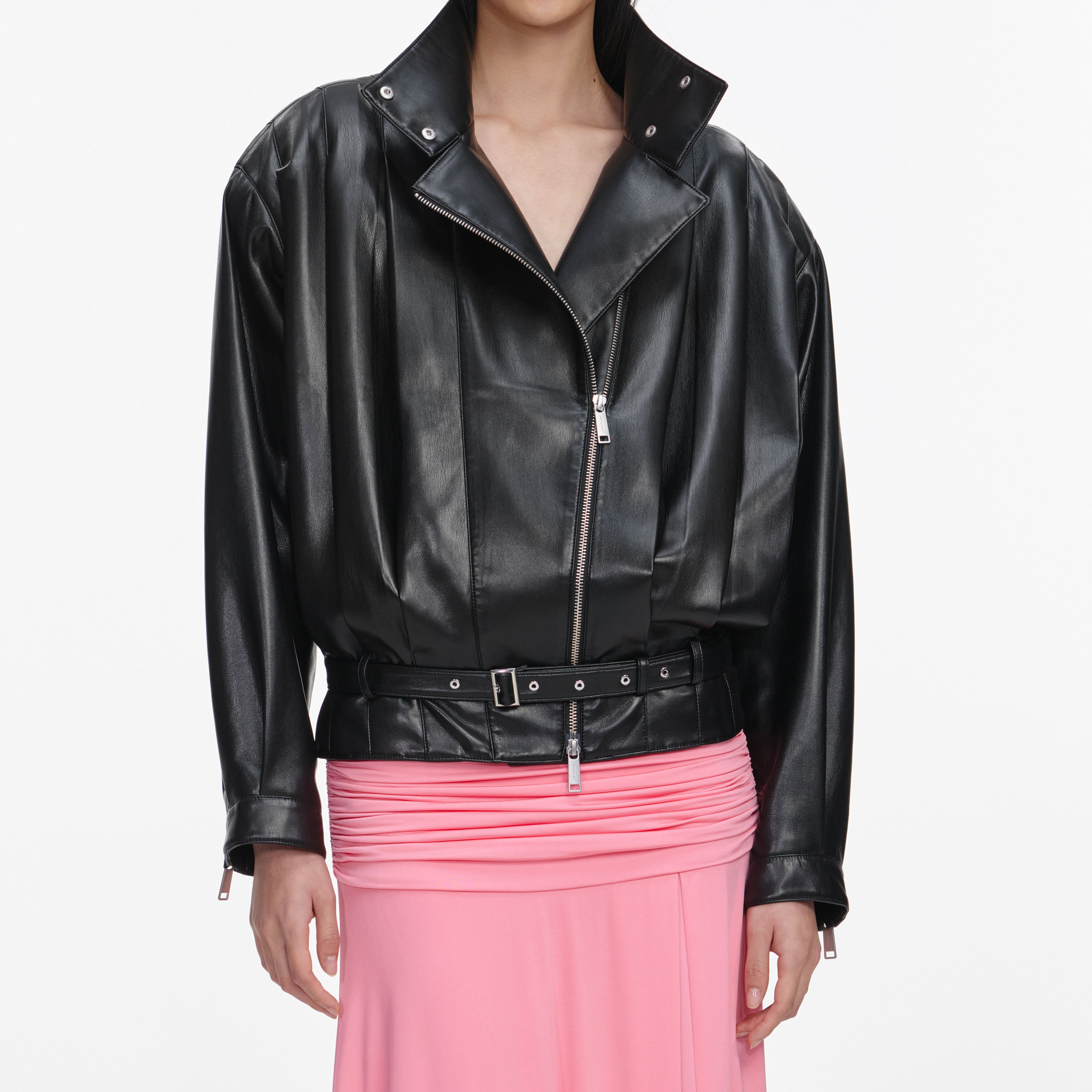 Black Faux Leather Biker Jacket
